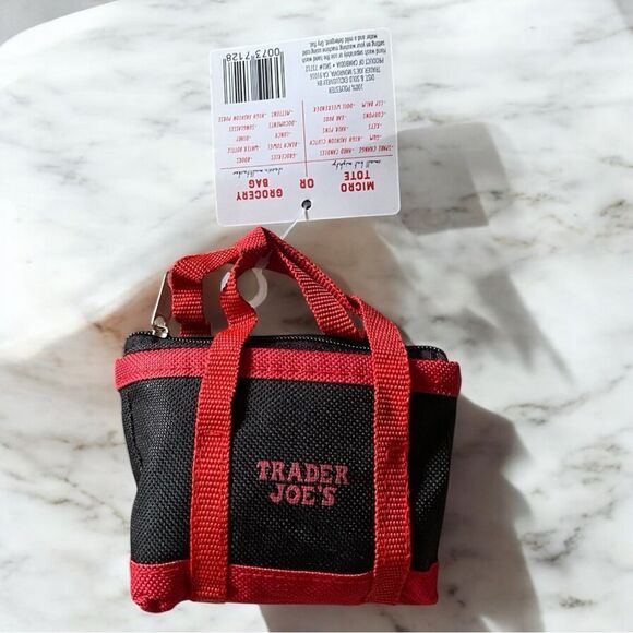 Trader Joe's Black and Red Grocery Bag Micro Tote. NWT - Picture 2 of 2